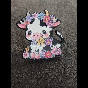 Cow & Flowers Enamel Pin